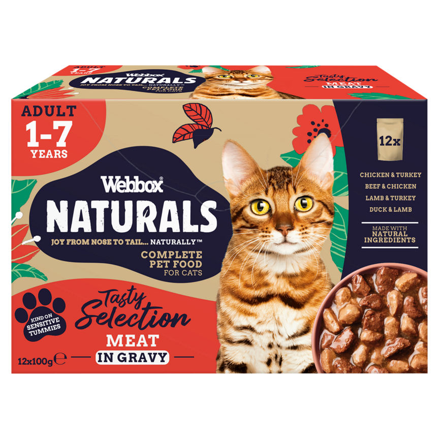 Webbox Premium Natural Meat Selection in Gravy Adult Cat Food Pouches Cat Food & Accessories ASDA   