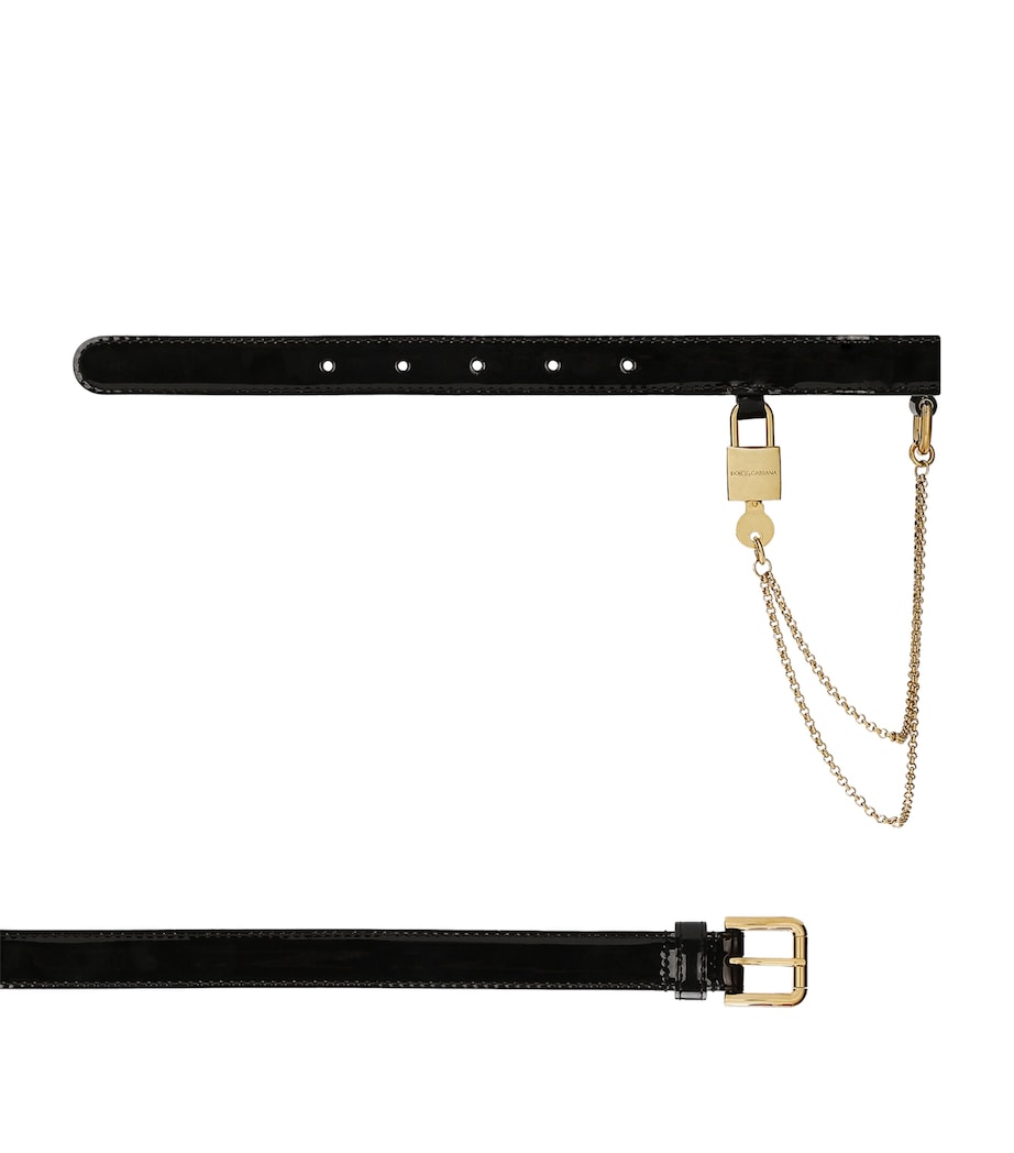 Dolce&Gabbana leather belt with chain and padlock charm - British product