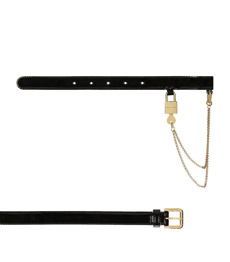 Dolce&Gabbana leather belt with chain and padlock charm - British product