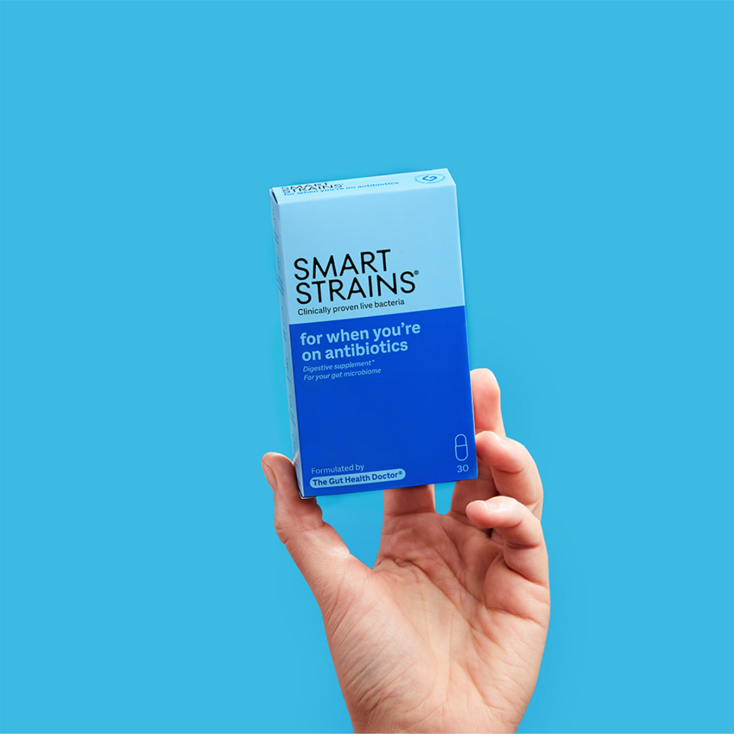 Smart Strains probiotic supplement for antibiotics and travel 30 capsules, UK version