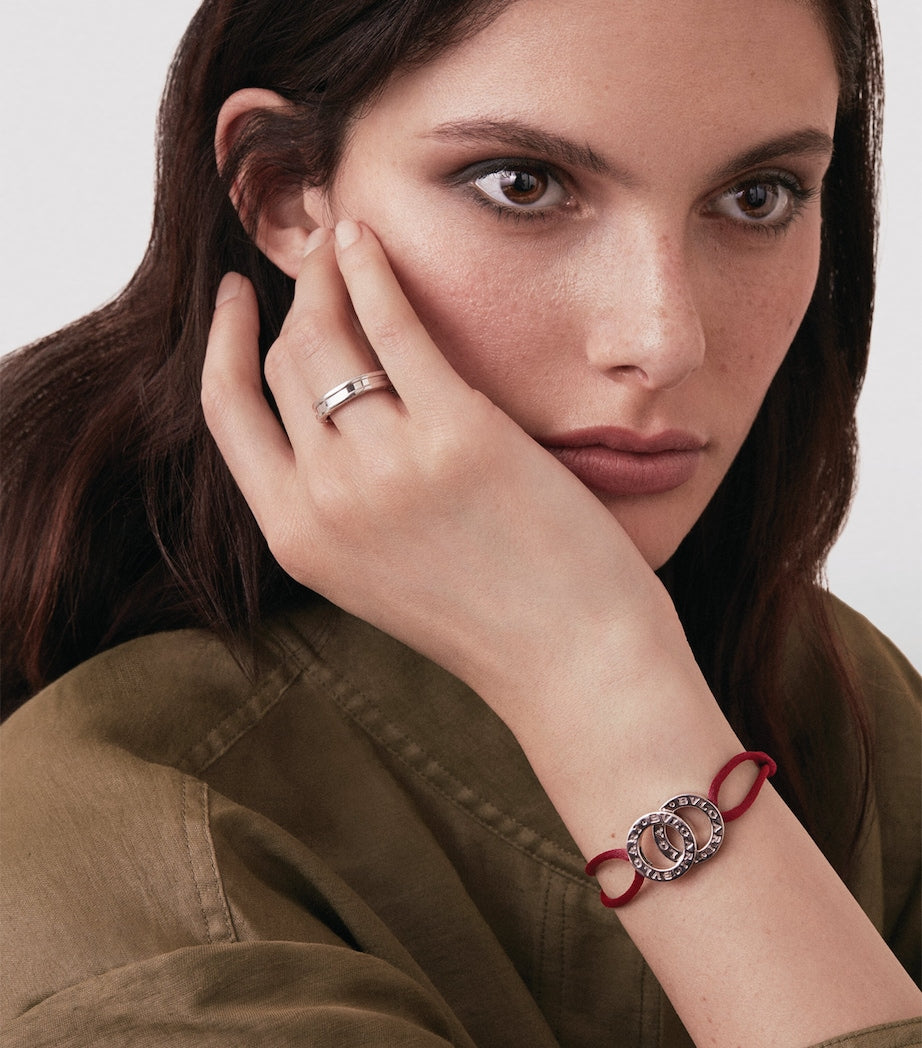 Bvlgari double logo bracelet sterling silver fabric adjustable - British product