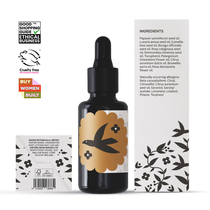 Raven Botanicals Solstice Rejuvenating Facial Oil 30ml (British brand)