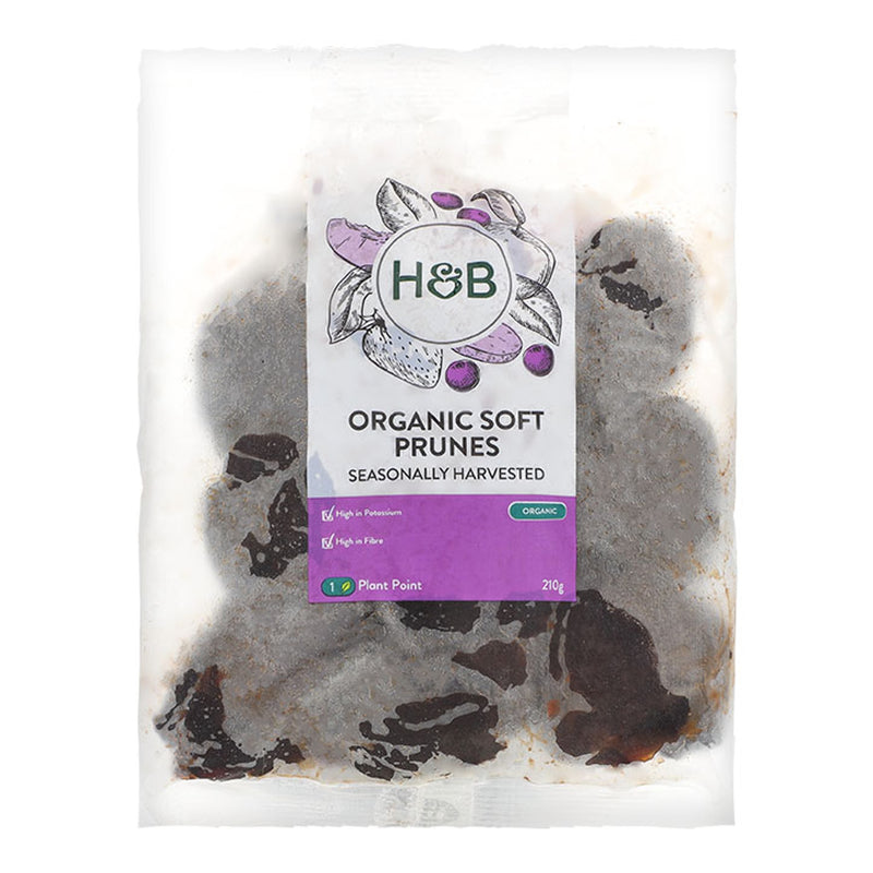 Holland Barrett Organic Soft Prunes 210g, UK version