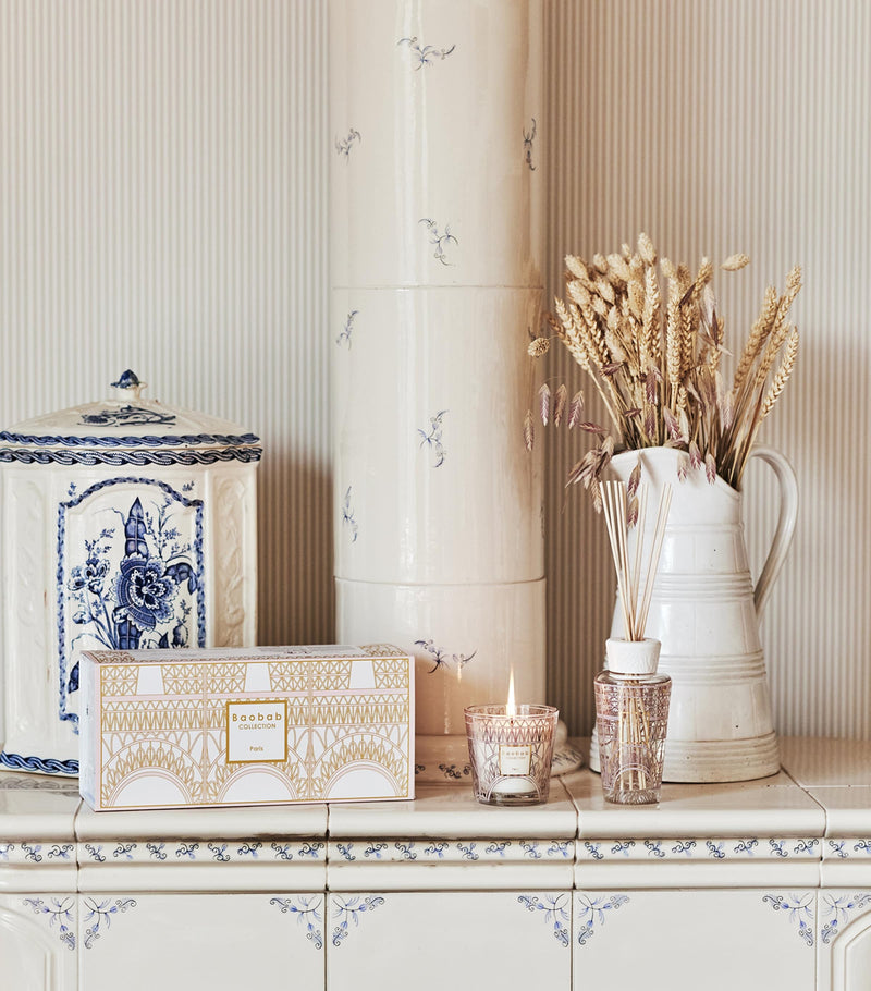 Baobab Collection Paris spring scent candle and reed diffuser gift set with 190g candle and 250ml diffuser - British product