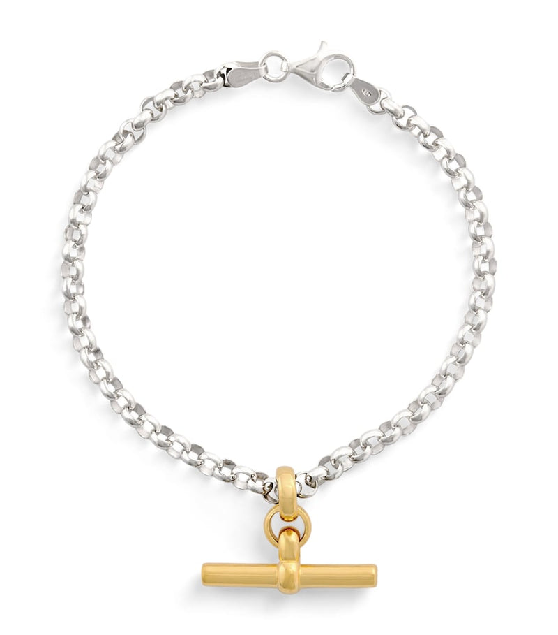 Tilly Sveaas gold-plated T-bar belcher chain bracelet, imported from the UK