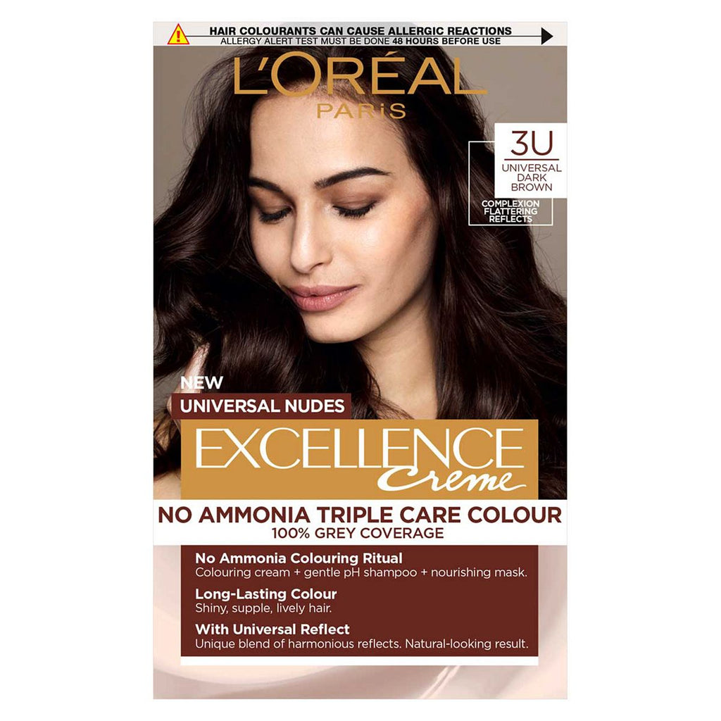 L’Oréal Paris Excellence Crème Universal Nudes Ammonia Free Permanent Hair Dye, 3U Universal Dark Brown