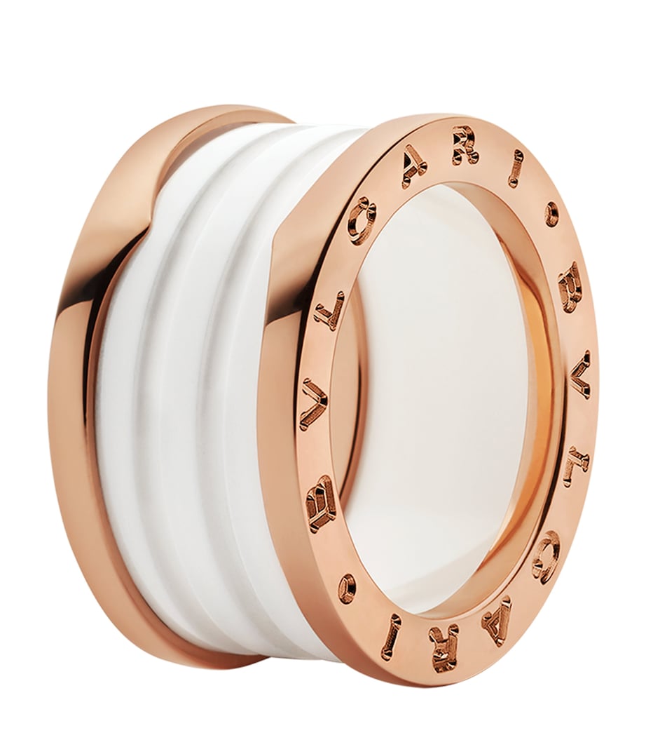 Bvlgari rose gold and ceramic B.zero1 four-band ring, imported from the UK