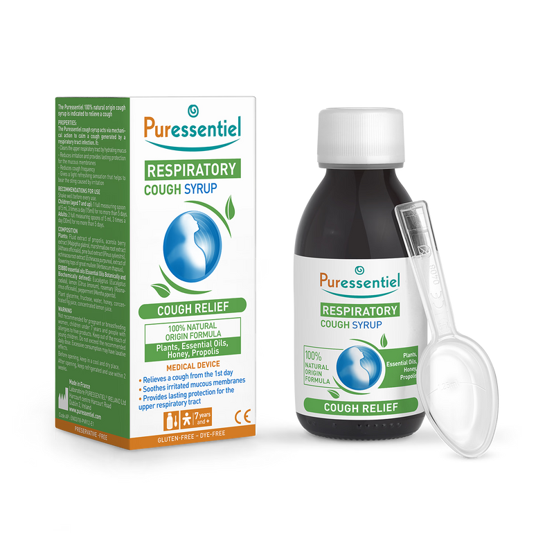 Puressentiel Respiratory Cough Syrup 125ml, imported from the UK