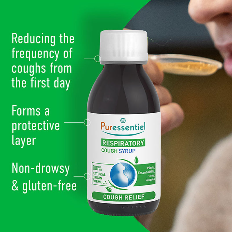 Puressentiel Respiratory Cough Syrup 125ml, imported from the UK