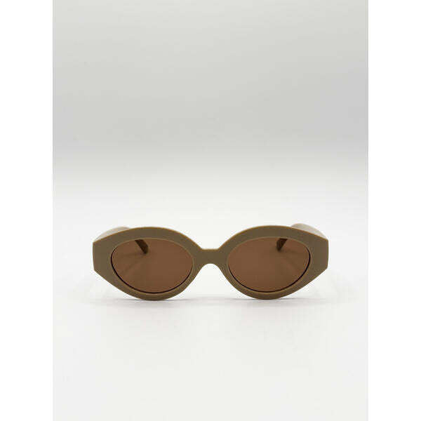 SVNX retro oval sunglasses beige brown lenses - British product