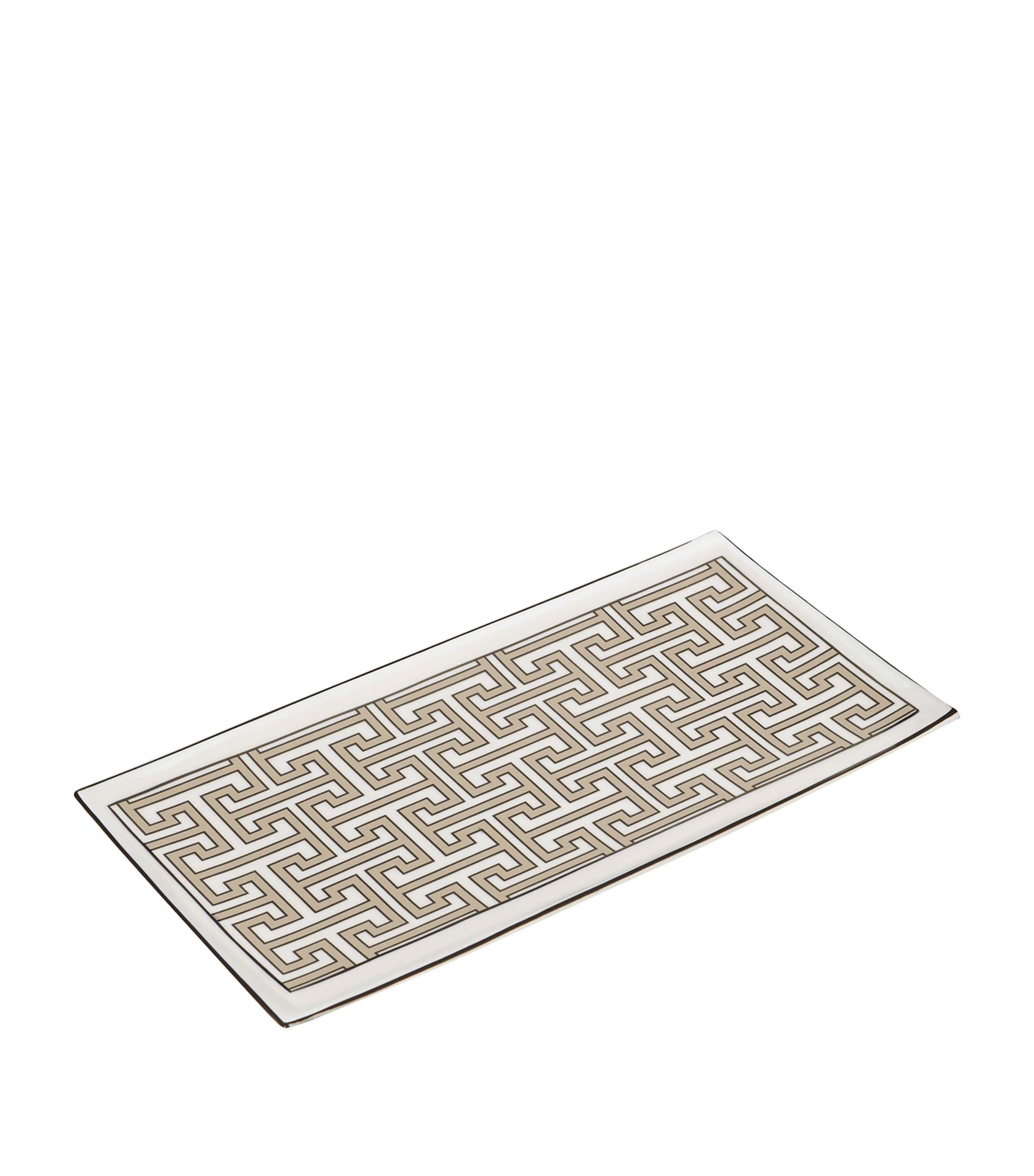 O.W. London bone china rectangular Maze truffle plate 29cm, imported from the UK