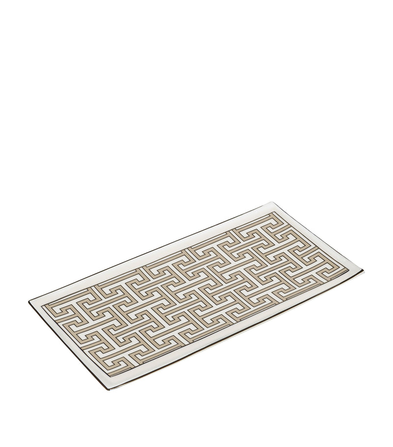 O.W. London bone china rectangular Maze truffle plate 29cm, imported from the UK
