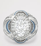 Boodles platinum and diamond statement ring with teal enamel - British product