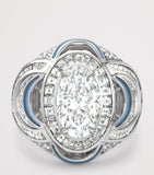 Boodles platinum and diamond statement ring with teal enamel - British product