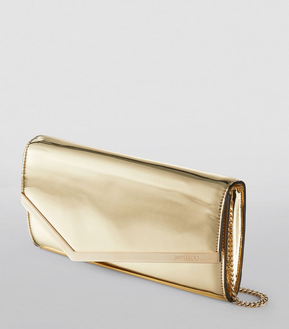 Jimmy Choo Emmie clutch bag with metallic finish, imported from the UK