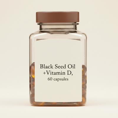 Holland & Barrett Black Seed Oil + Vit D 60 Capsules