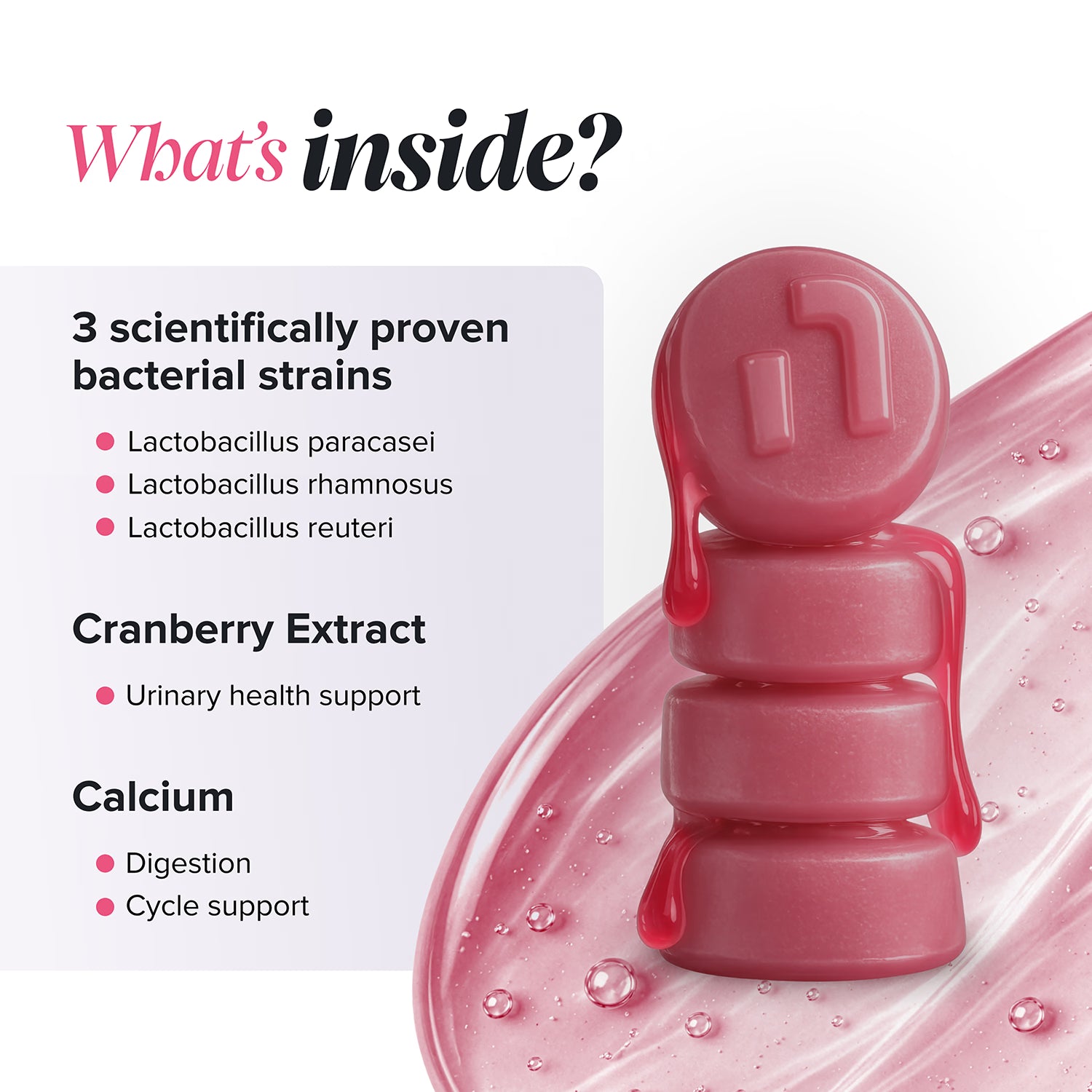 Novomins Women's Bio-Balance Strawberry Flavoured Probiotic Gummies 60 Gummies, imported from the UK