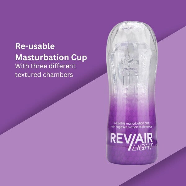 Rev-Air reusable masturbation cup in see-through case (British brand)