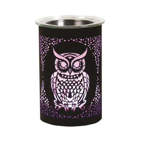 Aroma black electric wax melter 12cm with owl design, UK version