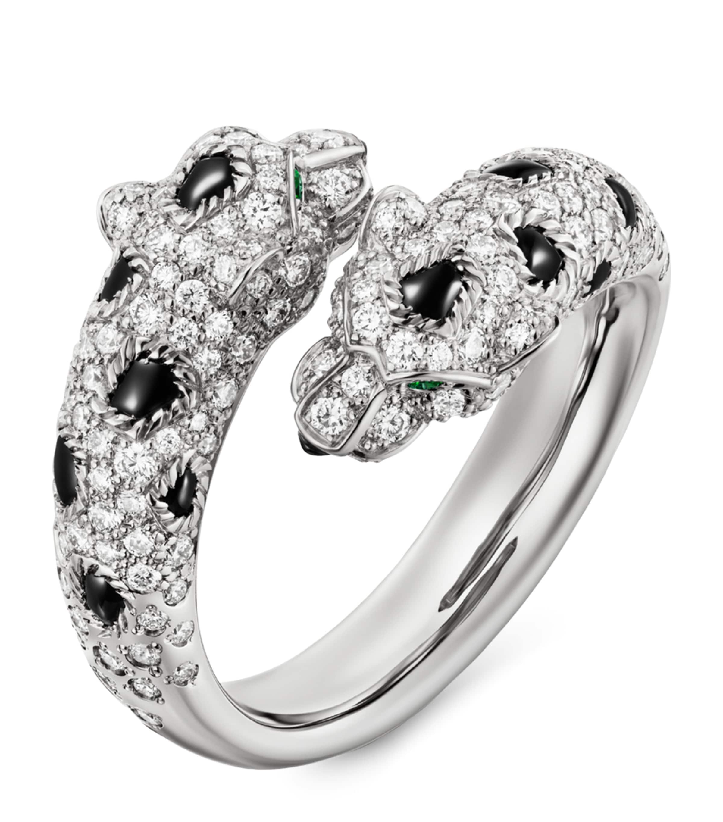 Cartier Panthère white gold diamond emerald onyx ring - British product