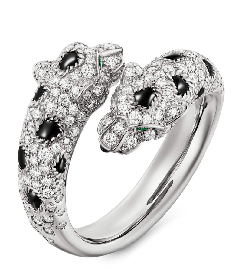 Cartier Panthère white gold diamond emerald onyx ring - British product