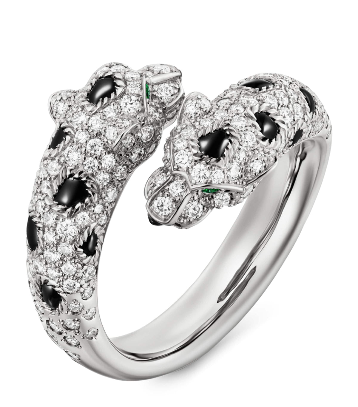 Cartier Panthère white gold diamond emerald onyx ring - British product