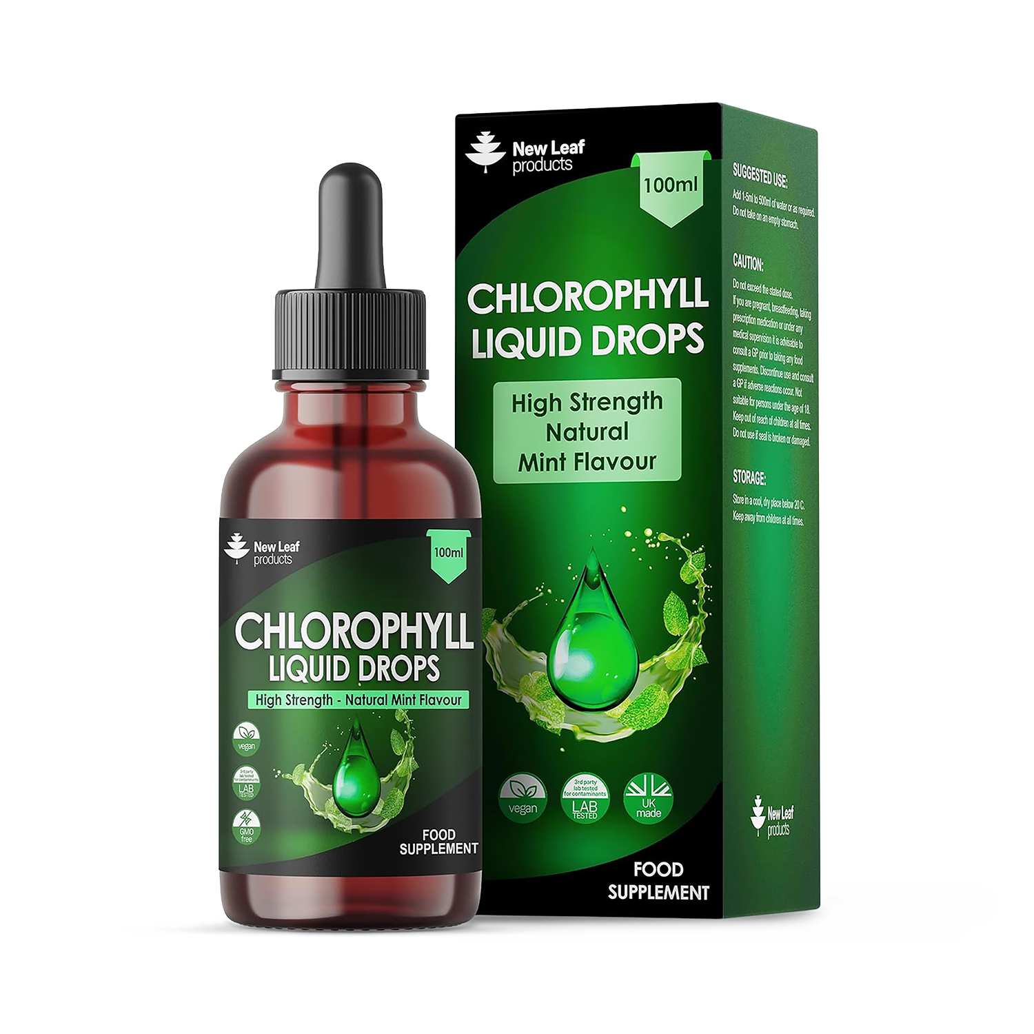 New Leaf Products chlorophyll liquid drops 100ml, imported from the UK