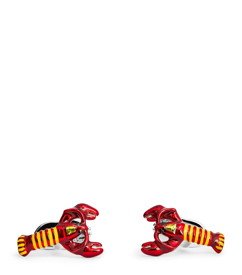 Babette Wasserman rhodium-plated enamel lobster cufflinks (British brand)