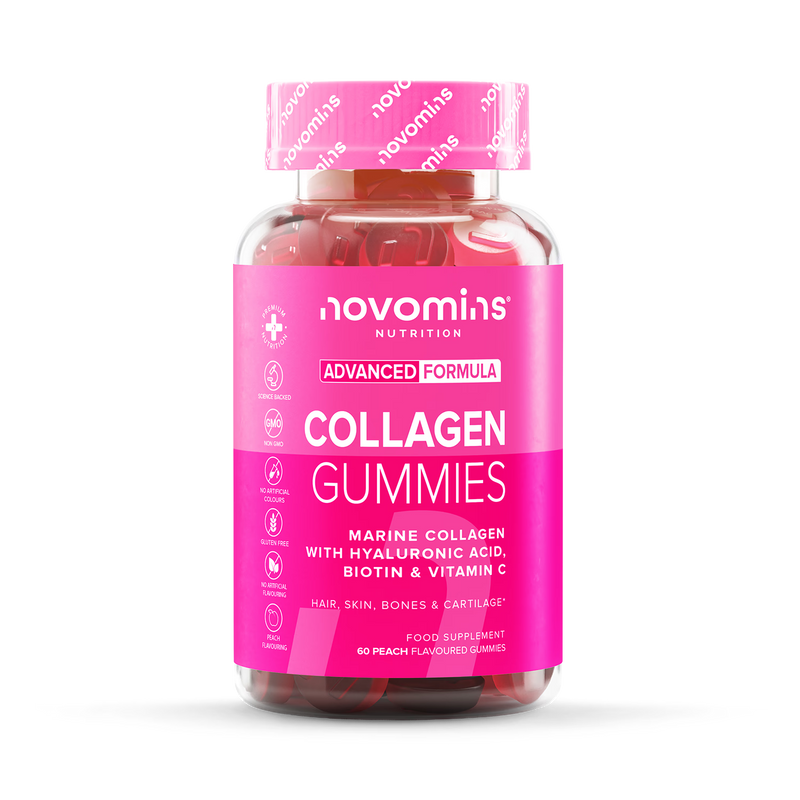 Novomins collagen peach flavoured gummies 60 count, UK version