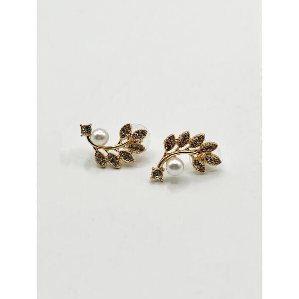 SVNX hanging leaf pearl earrings gold - British product