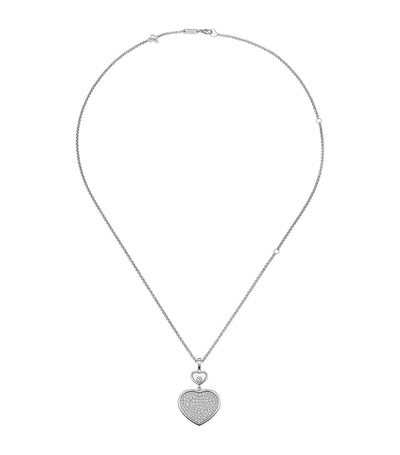 Harrods Chopard White Gold and Diamond Happy Hearts Pendant Necklace, 60cm- Buy online at McGrocer