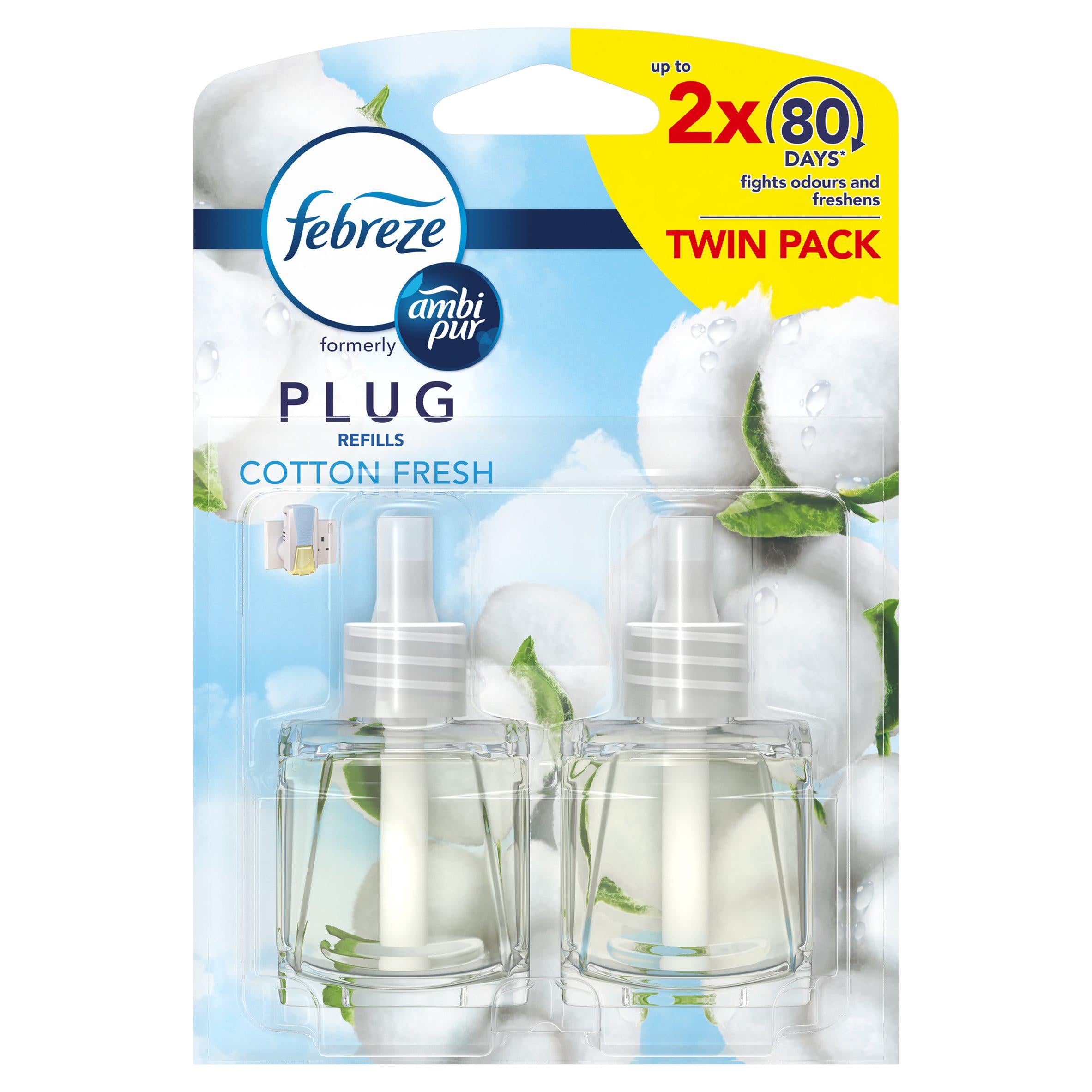 Febreze with Ambi Pur Air Freshener Plug In Refills Cotton Fresh Aircare Sainsburys   