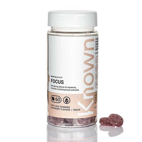 Known Focus Raspberry Vegan Gummy Supplements x 60 GOODS Superdrug   