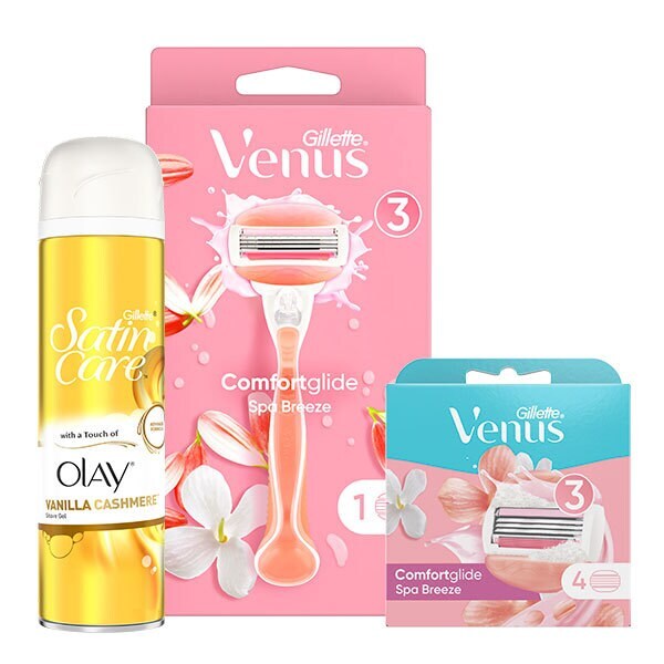 Venus Spa Breeze Razor Starter Pack 4 Blades Gel (British brand)