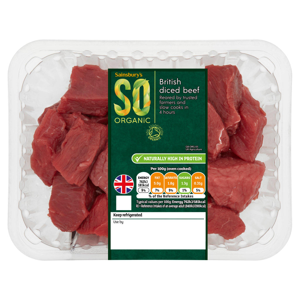 Sainsbury's British Diced Beef, SO Organic 500g