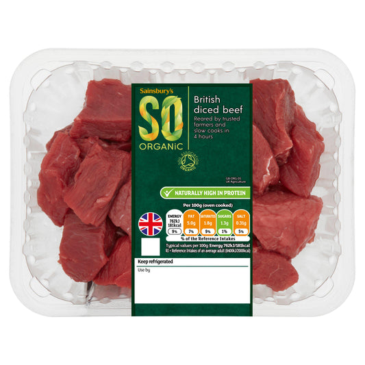 Sainsbury's British Diced Beef, SO Organic 500g GOODS Sainsburys   