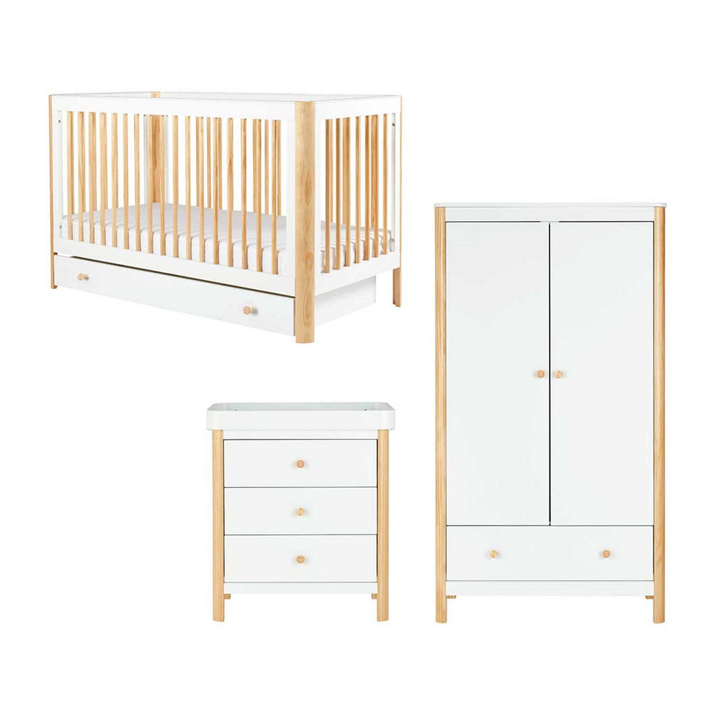 Ickle Bubba Tenby 3 Piece Furniture Set and Under Drawer - Scandi White