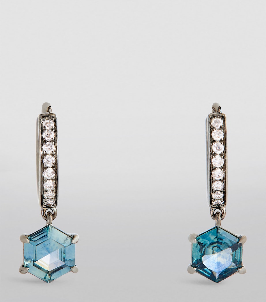 Eva Fehren diamond sapphire hoop earrings, imported from the UK