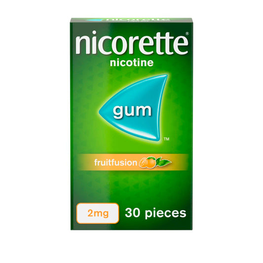 Nicorette® Fruitfusion Gum Nicotine 2mg x30 Pieces (stop smoking aid) smoking control Sainsburys   