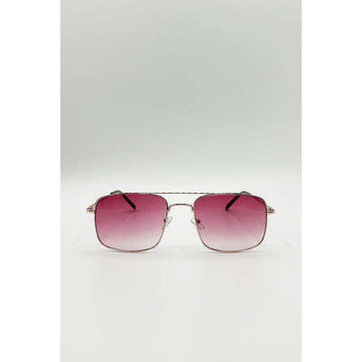 Superdrug SVNX Aviator Style Square Frame Sunglasses Gold Pink One Size- Buy online at McGrocer