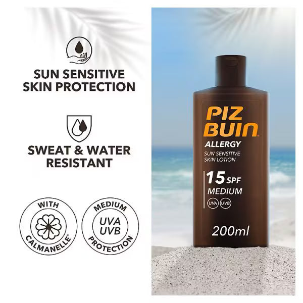 Piz Buin Sun Sensitive Lotion SPF15 200ml, imported from the UK