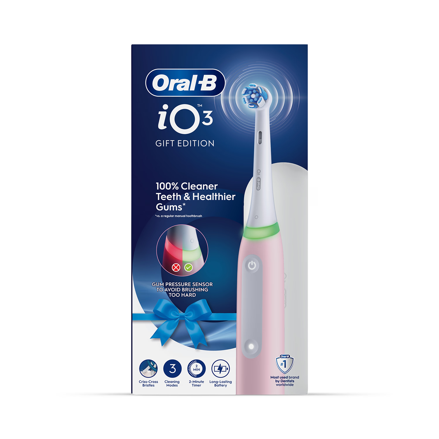 Oral-B iO 3 electric toothbrush pink with travel case (British brand)