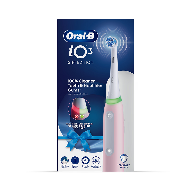 Oral-B iO 3 electric toothbrush pink with travel case (British brand)