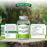 Nature's Truth Ginkgo Biloba and Ginseng supplement 60 tablets, imported from the UK