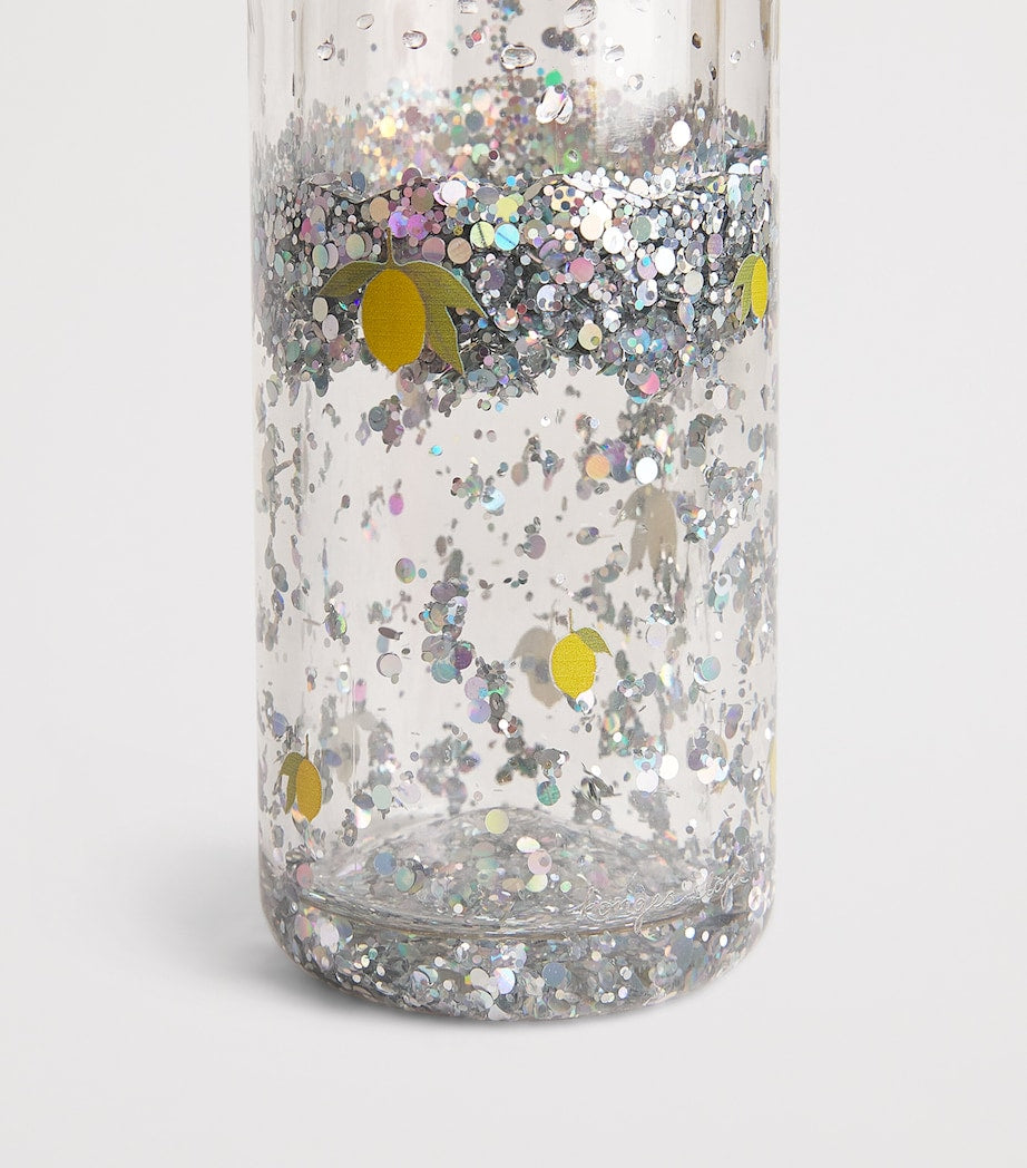 Konges Sløjd glitter lemon water bottle with carry strap - British product