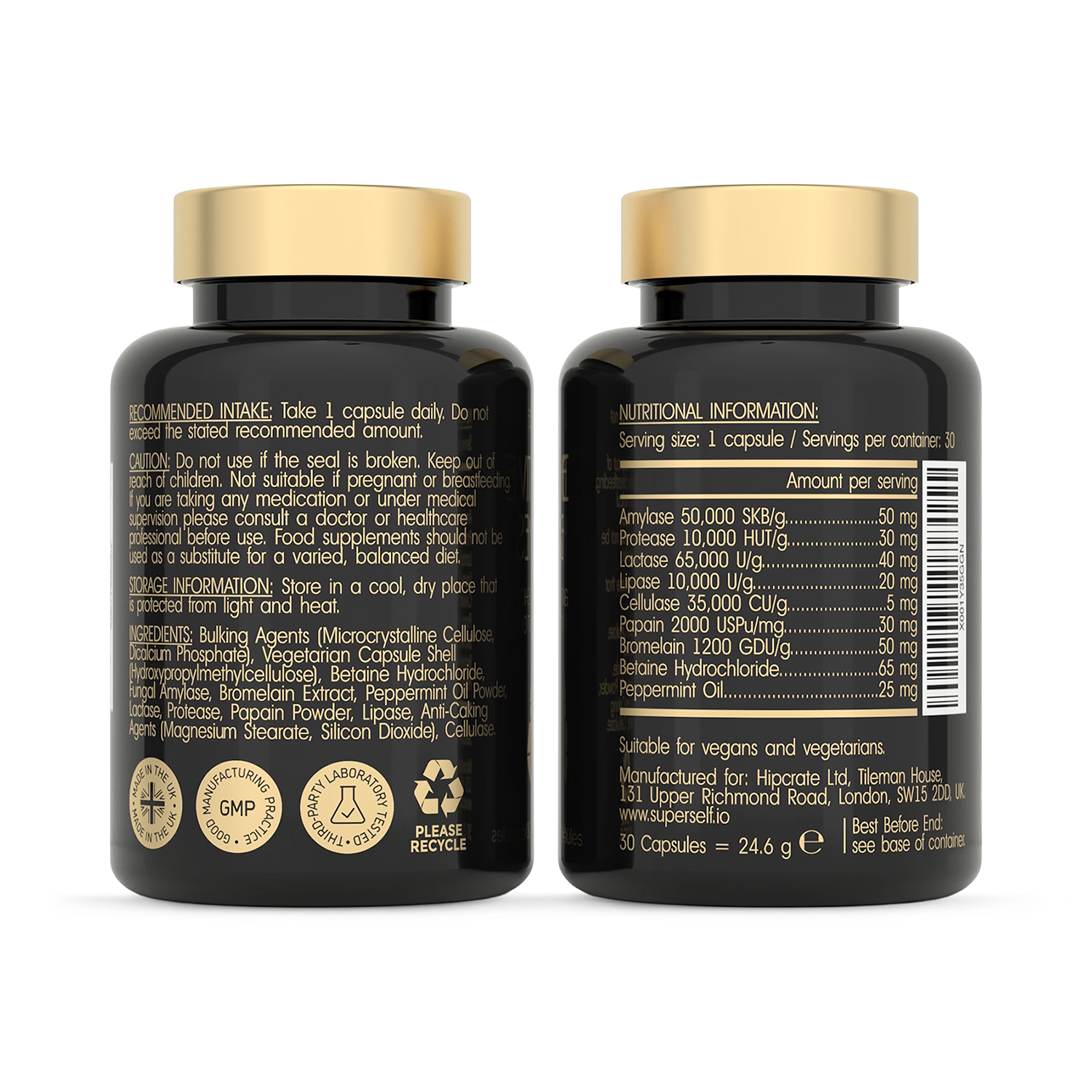 SuperSelf digestive enzymes 30 capsules (British brand)