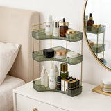 Livingandhome 3-tier corner organiser and makeup brush holder dark green, UK version
