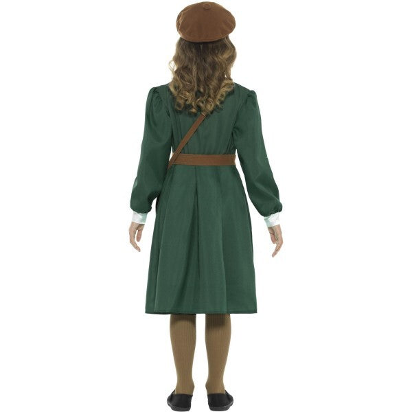 Smiffys evacuee girl costume green with accessories - British product