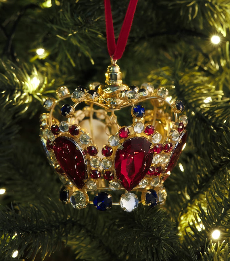 Harrods crown tree decoration red white blue gemstones - British product