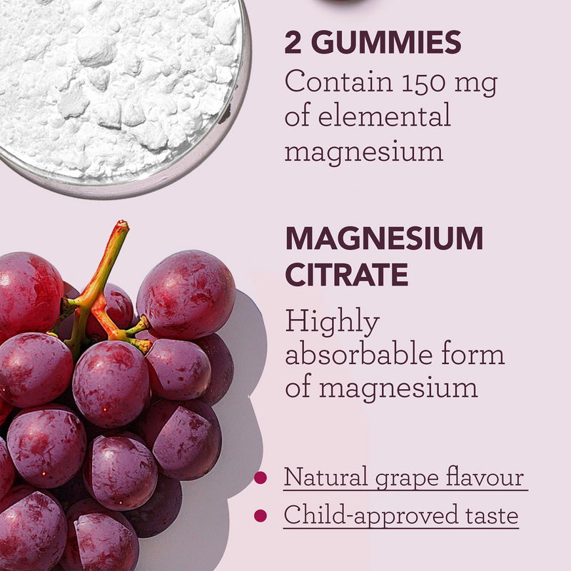 SuperSelf magnesium grape flavour gummies 150mg 60 count, UK version
